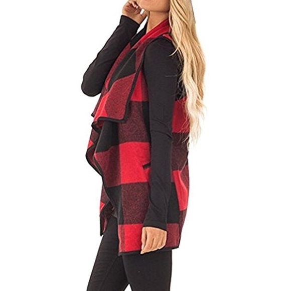 ❤️TAYLOR Womens Plaid Open Front Vest❤️ - Picture 3 of 4